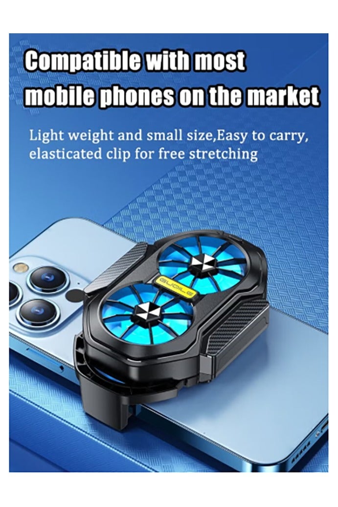 Phone Cooler with LED Light, Dual Fan USB Rechargeable Mobile Cooling Fan without Noise, Cellphone Radiator for Playing Games Tiktok for Universal iPhone/Android Smartphone - Image 5