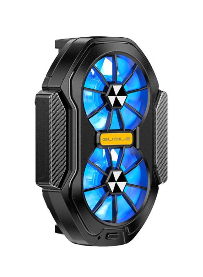 Phone Cooler with LED Light, Dual Fan USB Rechargeable Mobile Cooling Fan without Noise, Cellphone Radiator for Playing Games Tiktok for Universal iPhone/Android Smartphone - Image 1