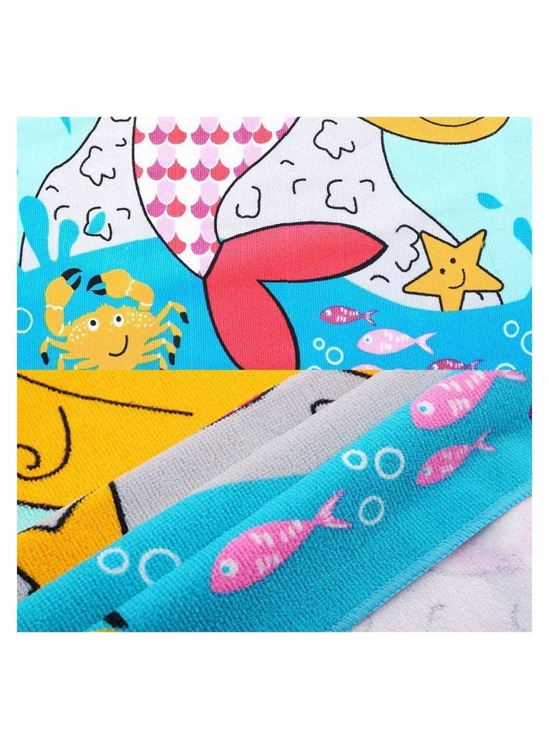 Kids Hooded Beach Towel, Swimming Bathrobe Lightweight Bath Towel for Toddler Age 1-6 Years Old Boys and Girls, Mermaid - Image 5