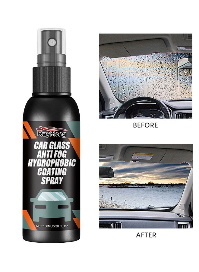 RAYHONG Car Glass Anti Fog Hydrophobic Coating Spray, Waterproof Anti Fog Spray, Automobile Glass Anti Fog Spray, Anti Fog Car Glass Cleaner, Anti Fog Spray for Glasses, Car Glass Antifog Hydrophobic Coating Spray 100ml - Image 1