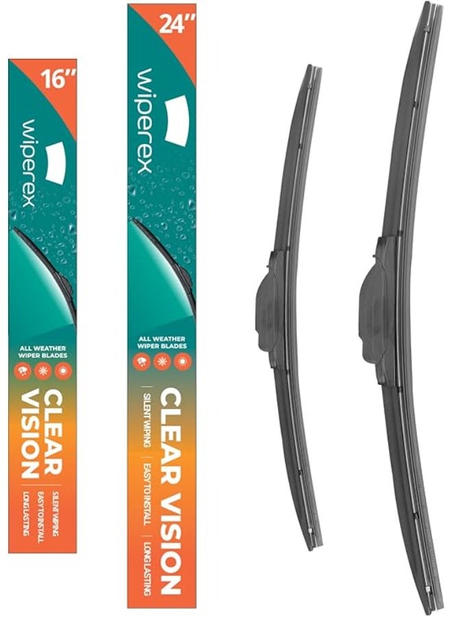 ويبيركس WiperEX 24" + 16" Wiper Blades – Silent, Streak-Free, Anti-Lift, Durable Natural Rubber Pair (Pack of 2) - Image 1