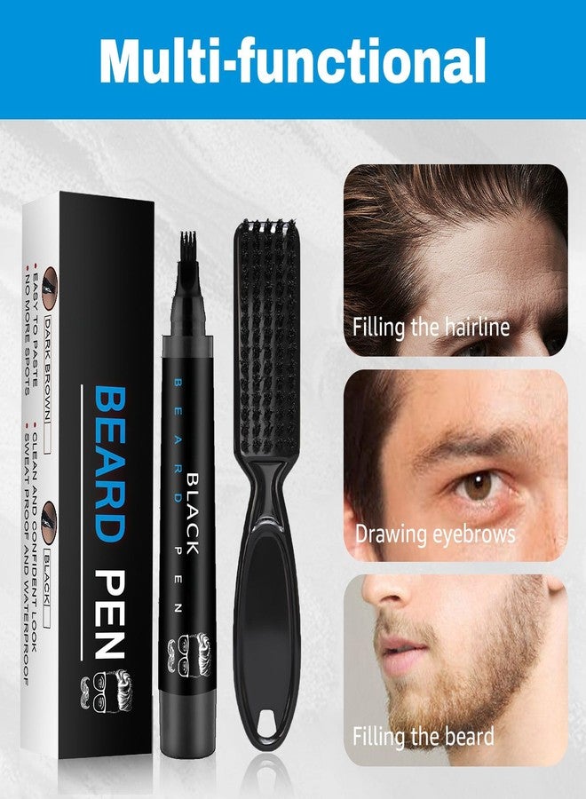 Ihrlpxkc Beard Pencil Filler for Men Black - Beard Pen with Brush, Barber Pencil Smudge-proof & Water-proof Mens Grooming Kits Creating Natural Beard Color, Gifts for Men (Black) - Image 4