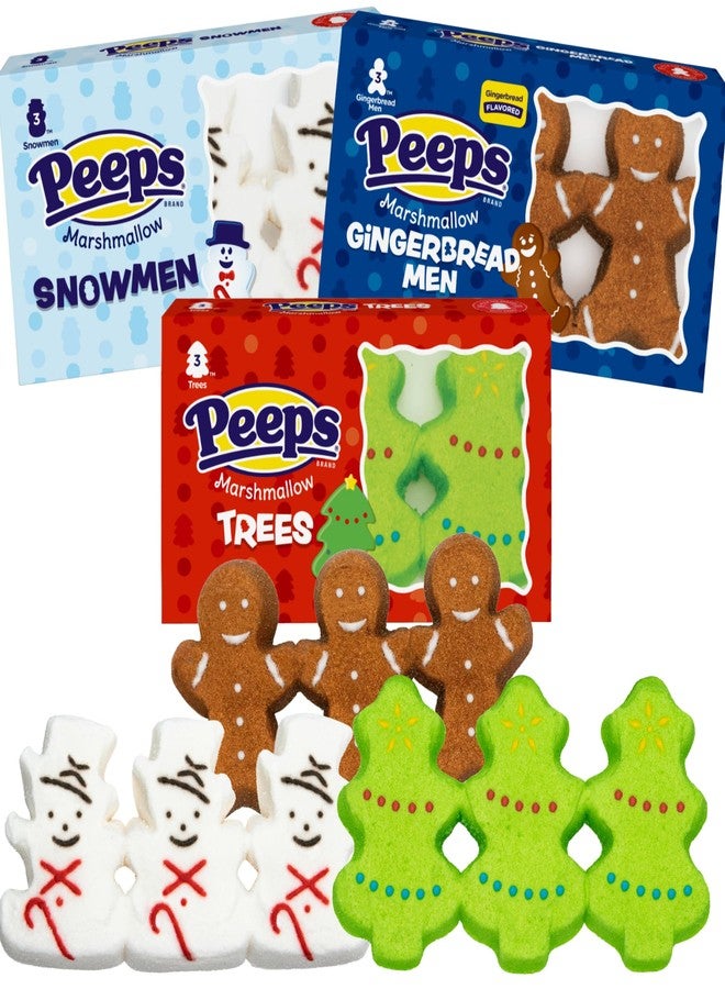 Peeps Christmas Variety Pack Peeps with Snow Men, Trees, and Gingerbread Men - Image 2