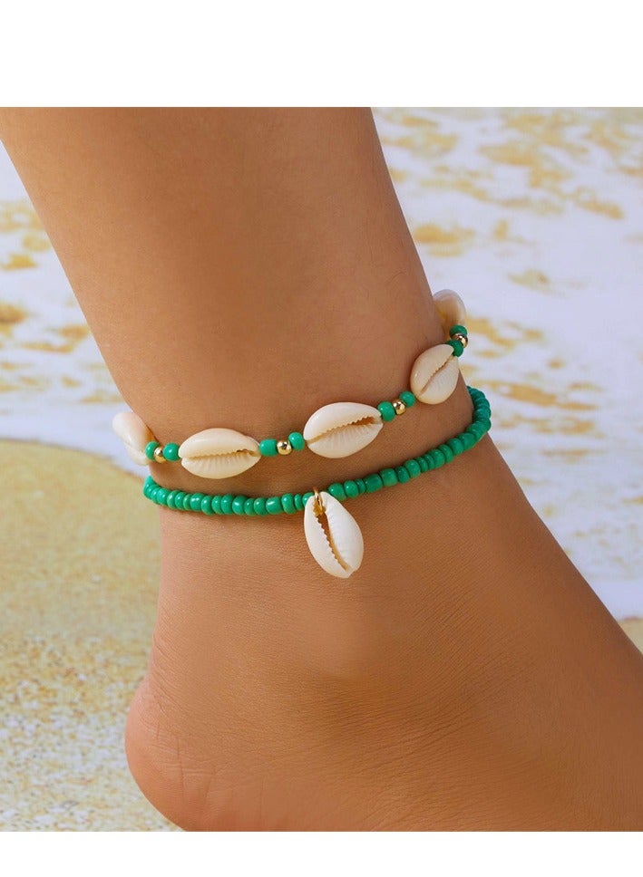 سلسلة كاحل قواقع بطراز بوهيمي للفتيات، إحساس فاخر، شاطئ الصيف، سلسلة كاحل من قواقع حبات الأرز - Image 3