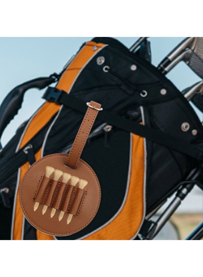 Generic PU Leather Golf Tees Holder with 5 Wooden Tees, 3.25" Clip-On Organizer for Golf Bag, Belt - Image 5