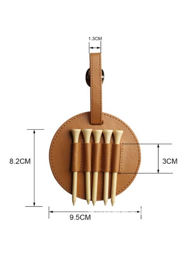 Generic PU Leather Golf Tees Holder with 5 Wooden Tees, 3.25" Clip-On Organizer for Golf Bag, Belt - Image 3