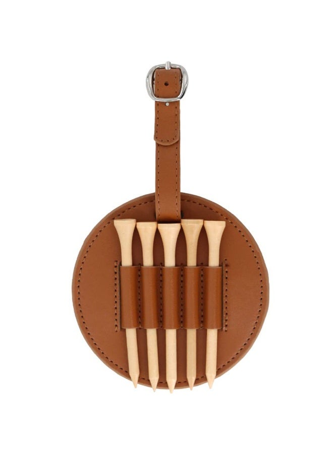 Generic PU Leather Golf Tees Holder with 5 Wooden Tees, 3.25" Clip-On Organizer for Golf Bag, Belt - Image 1