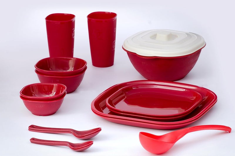 Cutting EDGE Contemporary Dinner Set for 2 16pc Red