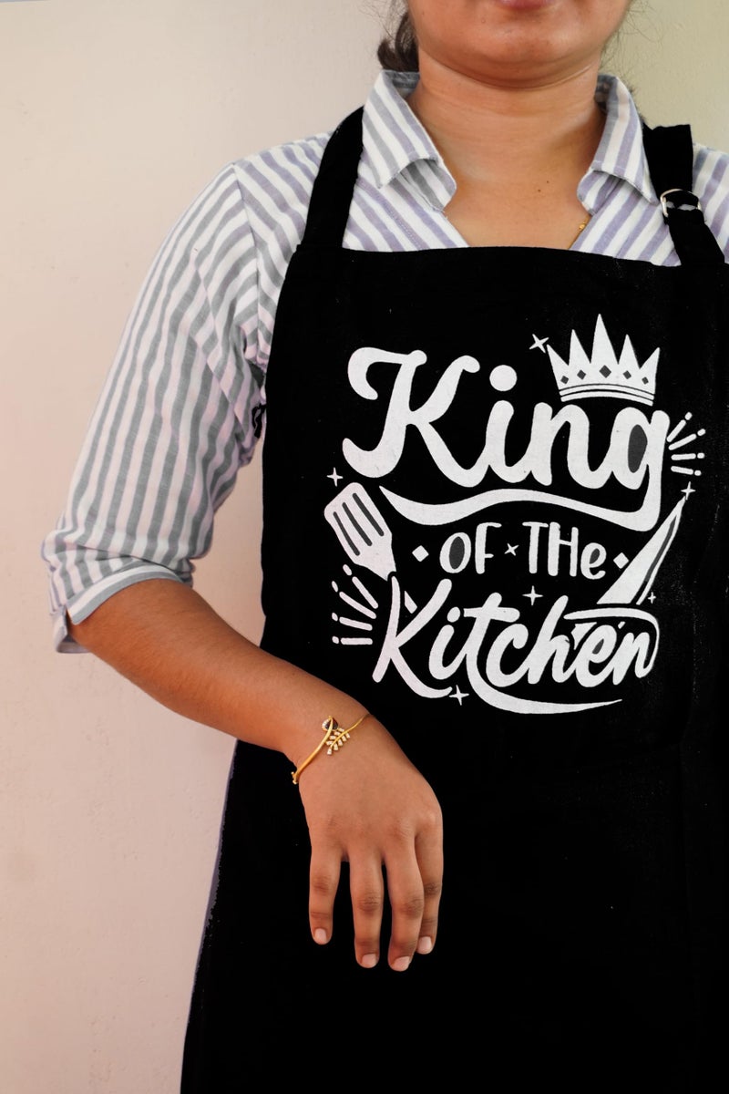 CRAZYWEAVES 100% Soft and Cool Cotton Kitchen Funny printed Design Apron with Front Centre Pocket, Adjustable Neck Strap and Tie, Restaurants, Catering, Kitchen, Chef Apron for Unisex (Black) - Image 5