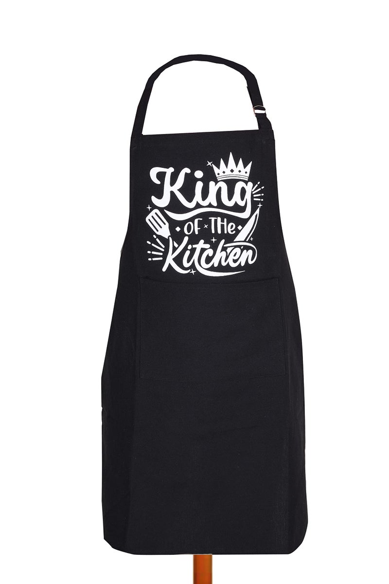 CRAZYWEAVES 100% Soft and Cool Cotton Kitchen Funny printed Design Apron with Front Centre Pocket, Adjustable Neck Strap and Tie, Restaurants, Catering, Kitchen, Chef Apron for Unisex (Black) - Image 4