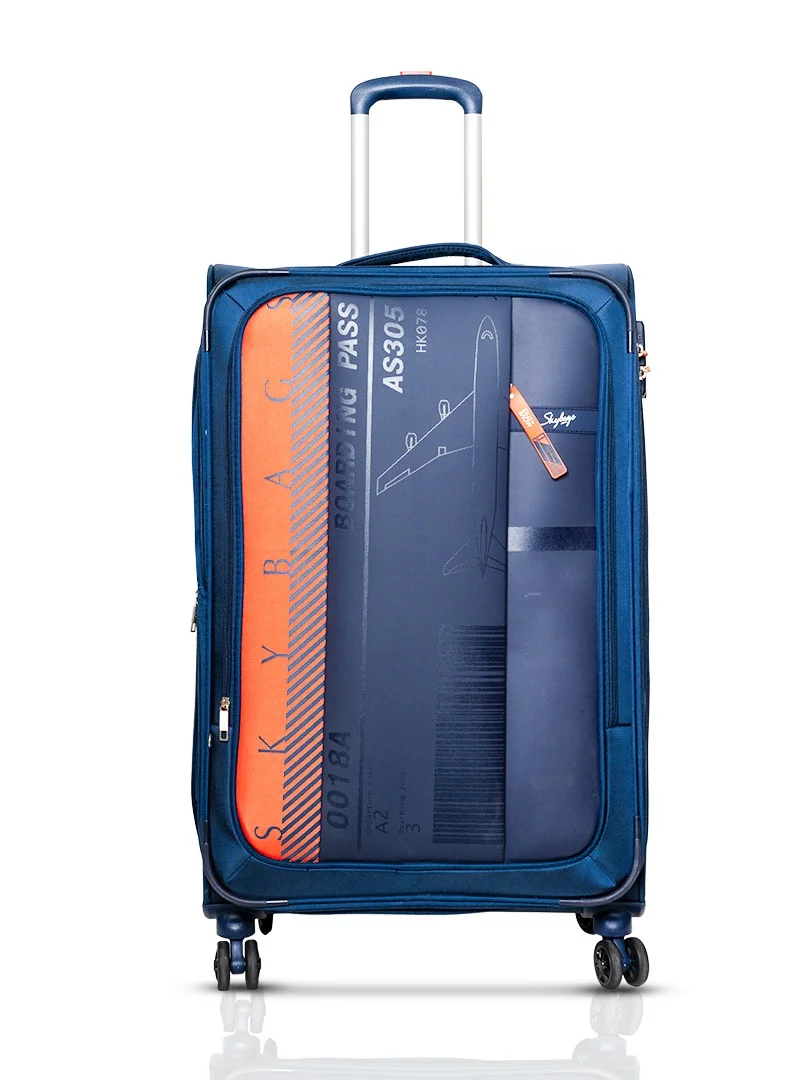 Skybags Airway Pro Expandable Soft Body Luggage with Smooth Dual Wheels Luggage Trolley, Polyester Material, TSA Lock, Large-28Inch Blue