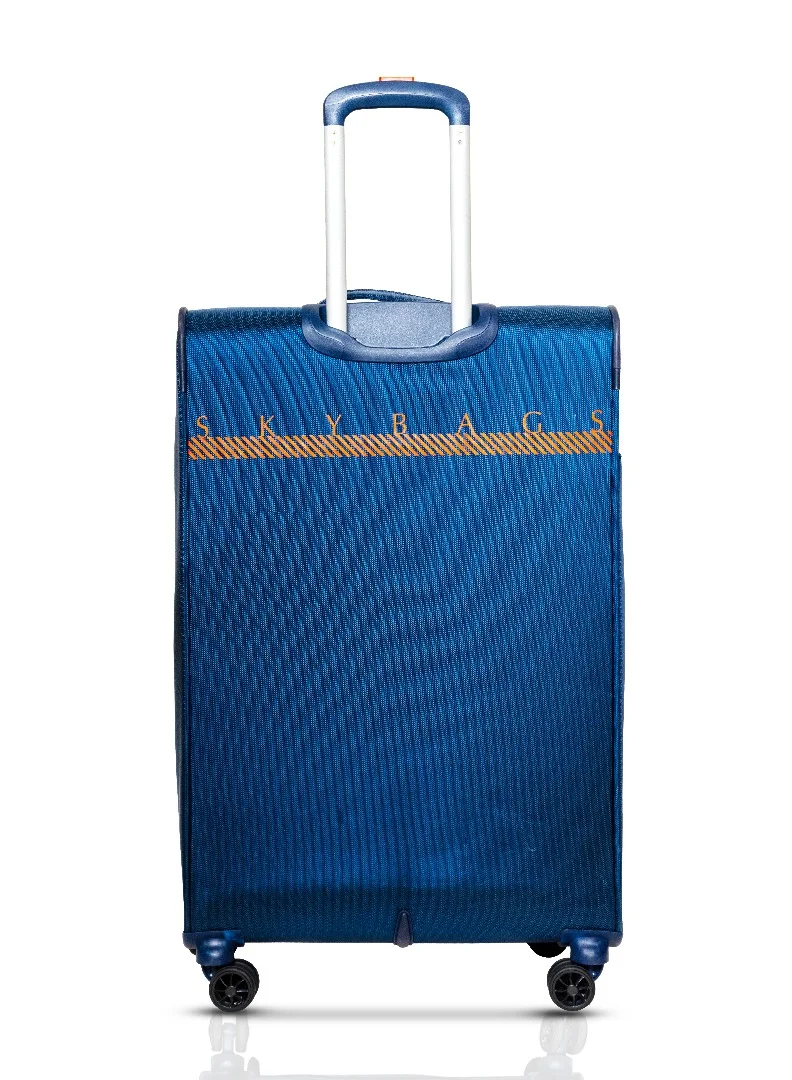 Skybags Airway Pro Expandable Soft Body Luggage with Smooth Dual Wheels Luggage Trolley, Polyester Material, TSA Lock, Large-28Inch Blue