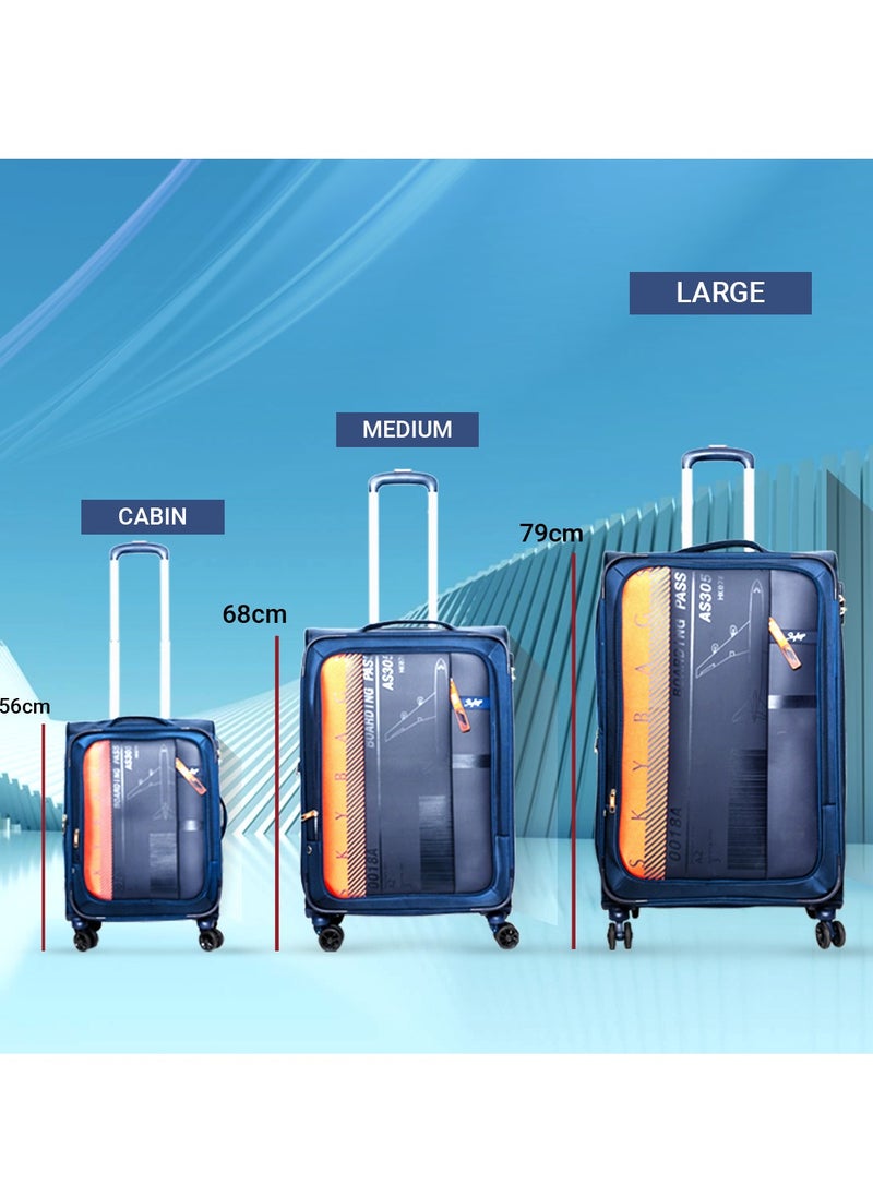 Skybags - Airway Pro Expandable Soft Body Luggage with Smooth Dual Wheels Luggage Trolley, Polyester Material, TSA Lock, Large-28Inch Blue - Image 1