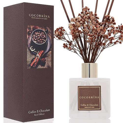 COCORRÃNA Cocorrna Reed Diffuser Sets Coffee Chocolate Scented Diffuser with Sticks Home Fragrance Reed Diffuser for Bathroom Shelf Decor - Image 1