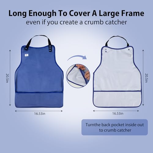ZINGTERRA Adult Bibs with Crumb Catcher,3Pack Adjustable Bibs for Eating,Waterproof Washable Men Clothing Protectors,Reusable Large Feeding Bib for Women Elderly Seniors - Image 3
