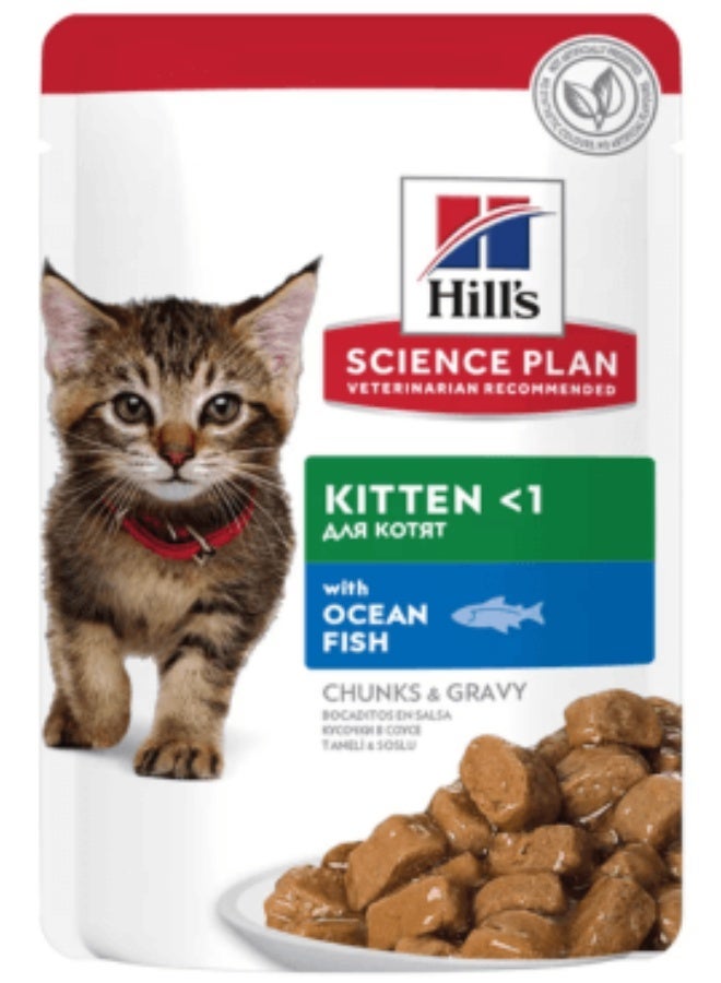 هيل قطع طرية من هيلز ساينس بلان في مرق بنكهة سمك المحيط للقطط الصغيرة - 4 أكياس، كل كيس 85 غرام - Image 2