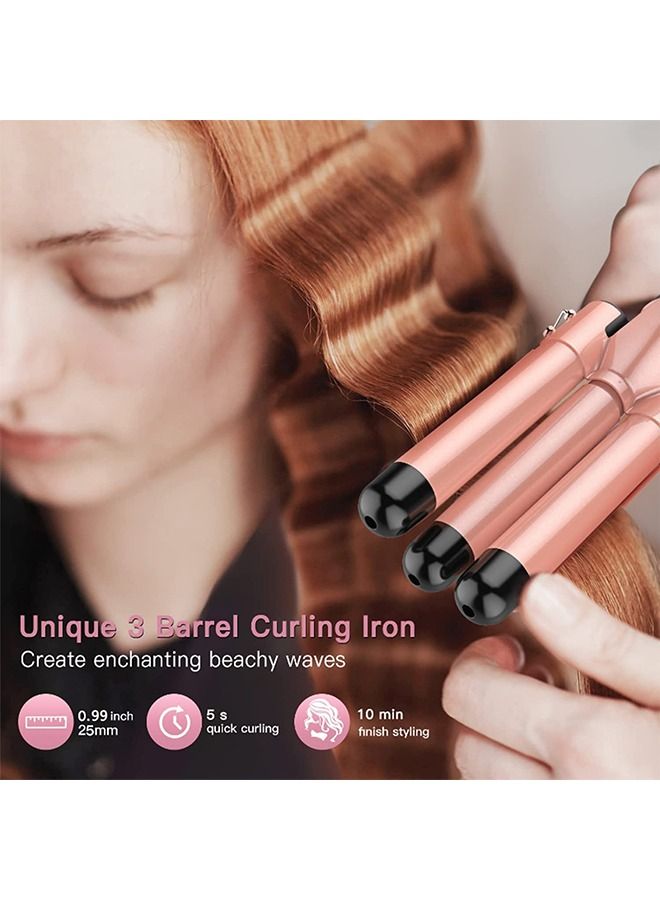 Curling Wand Set 5-IN-1 Hair Curler Iron Professional Curling lron Set Instant Heat Up Hair Curler with 5 Interchangeable Ceramic 3 Barrel Hair Crimper with Heat Protective Glove  2 Clips for Women - Image 4