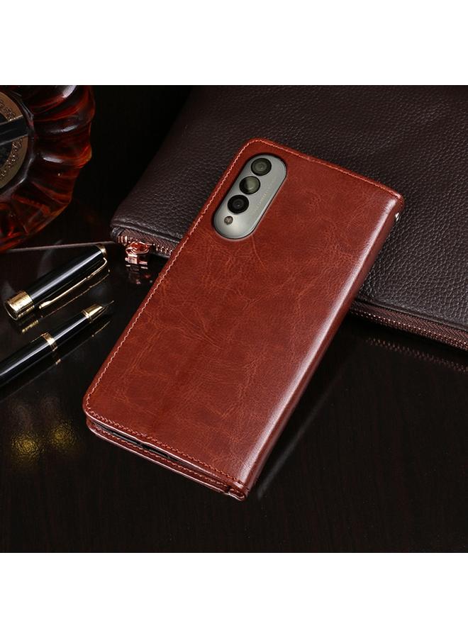 إيدويي جراب لهاتف Honor X20 SE مصنوع من الجلد بتصميم Crazy Horse Texture مع حامل وفتحات للبطاقات ومحفظة - Image 3