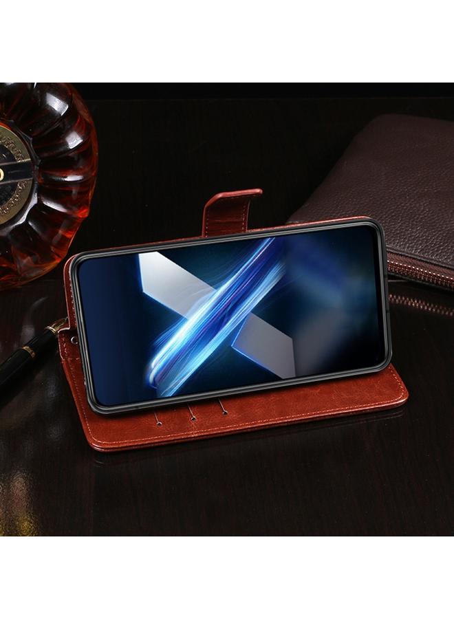 إيدويي جراب لهاتف Honor X20 SE مصنوع من الجلد بتصميم Crazy Horse Texture مع حامل وفتحات للبطاقات ومحفظة - Image 5