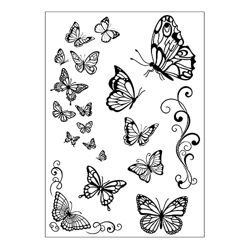 NVZBL 18pcs Butterflies Clear Stamps Butterfly Lace Pattern Transparent Seal Stamps for Holiday Card Making Decoration and DIY Scrapbooking Album DIY Crafts - Image 3