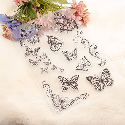 NVZBL 18pcs Butterflies Clear Stamps Butterfly Lace Pattern Transparent Seal Stamps for Holiday Card Making Decoration and DIY Scrapbooking Album DIY Crafts - Image 5