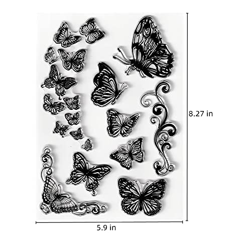 NVZBL 18pcs Butterflies Clear Stamps Butterfly Lace Pattern Transparent Seal Stamps for Holiday Card Making Decoration and DIY Scrapbooking Album DIY Crafts - Image 2
