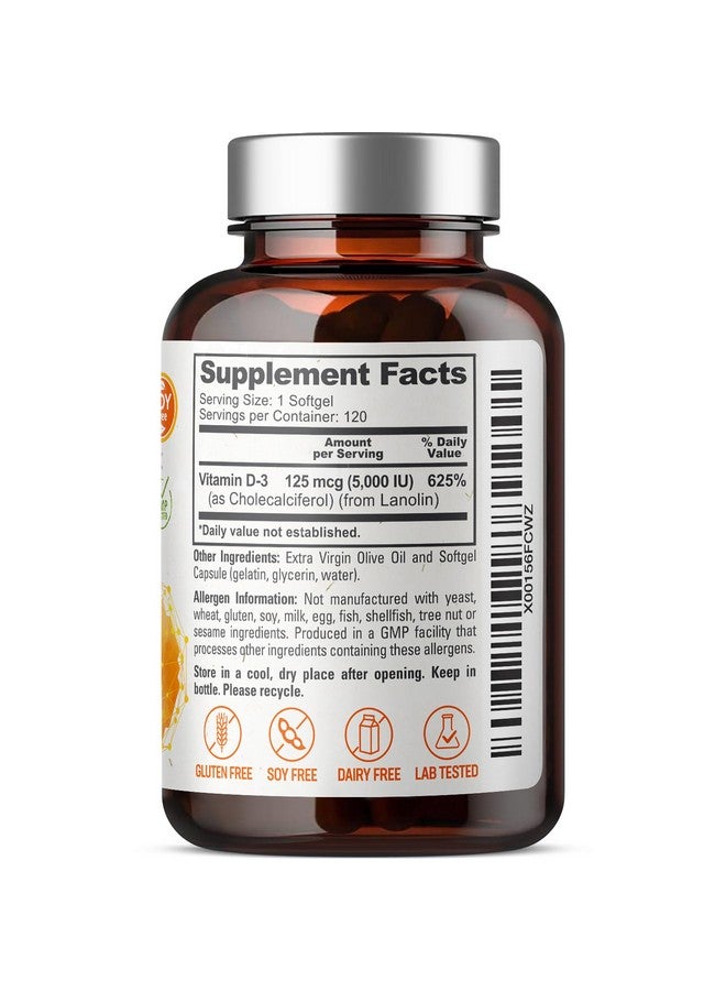 biophix Vitamin D3 5000 IU Softgels 120 Count (125mcg) - Vitamin D-3 High-Potency in Extra Virgin Olive Oil Non-GMO Soy Free For Men and Women - Vit 3D Supplement Supports Strong Bones & Immune Health - Image 2