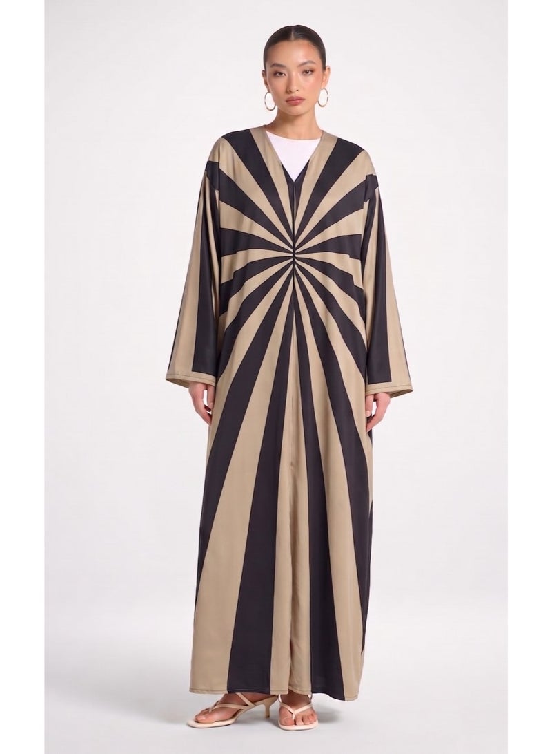 Next Abaya Beige Printed Silk Abaya - Image 1
