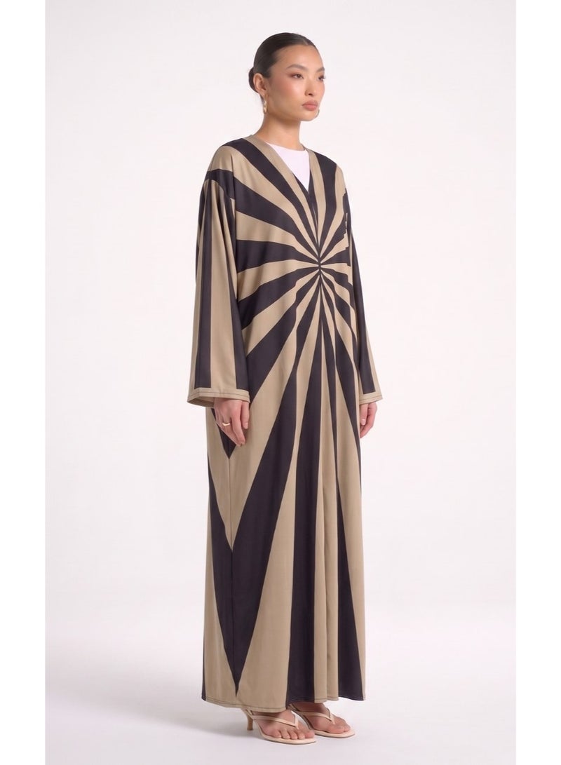 Next Abaya Beige Printed Silk Abaya - Image 4