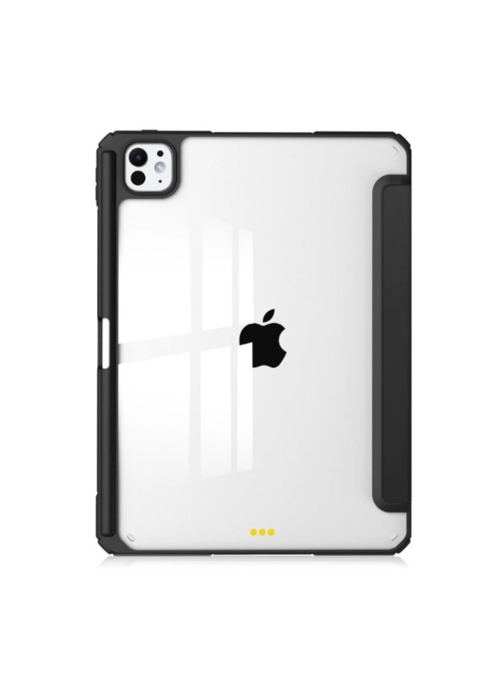 EVO Hybrid Slim Case for iPad Pro 13-inch M4 (2024), Trifold Standing Shockproof Protective Cover with Clear Transparent Back Shell Built-in Pencil Holder for iPad Pro 13" 2024,BLACK  - Image 1