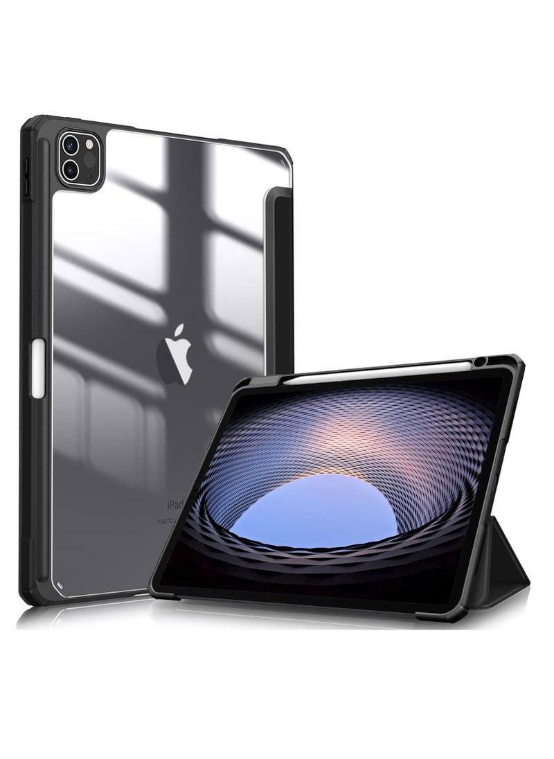 EVO Hybrid Slim Case for iPad Pro 13-inch M4 (2024), Trifold Standing Shockproof Protective Cover with Clear Transparent Back Shell Built-in Pencil Holder for iPad Pro 13" 2024,BLACK  - Image 2