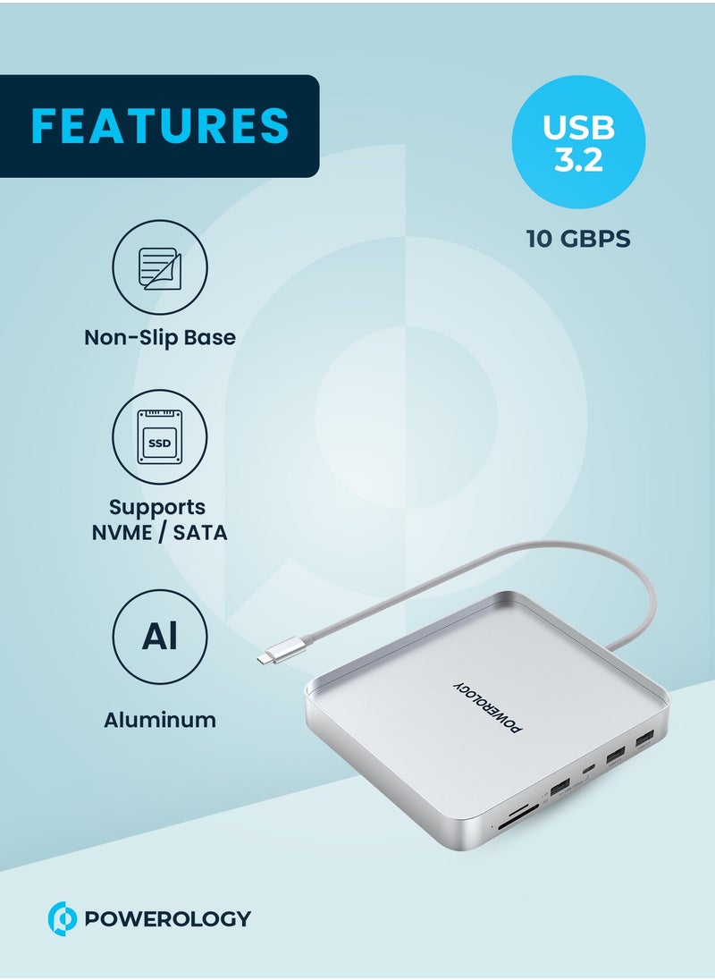 Powerology iMac 24 Inch USB-C Dock with SSD Enclosure 10GBPS -Silver  - Image 3