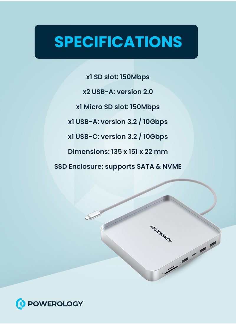 Powerology iMac 24 Inch USB-C Dock with SSD Enclosure 10GBPS -Silver  - Image 4