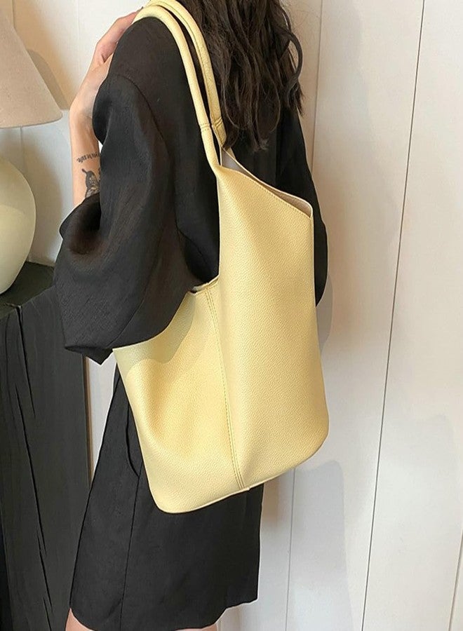 EMGILL Hobo Purses for Women Vegan Leather Shoulder Bag Slouchy Bucket Purse Top Handle Simple Tote Work Handbag Casual - Image 5