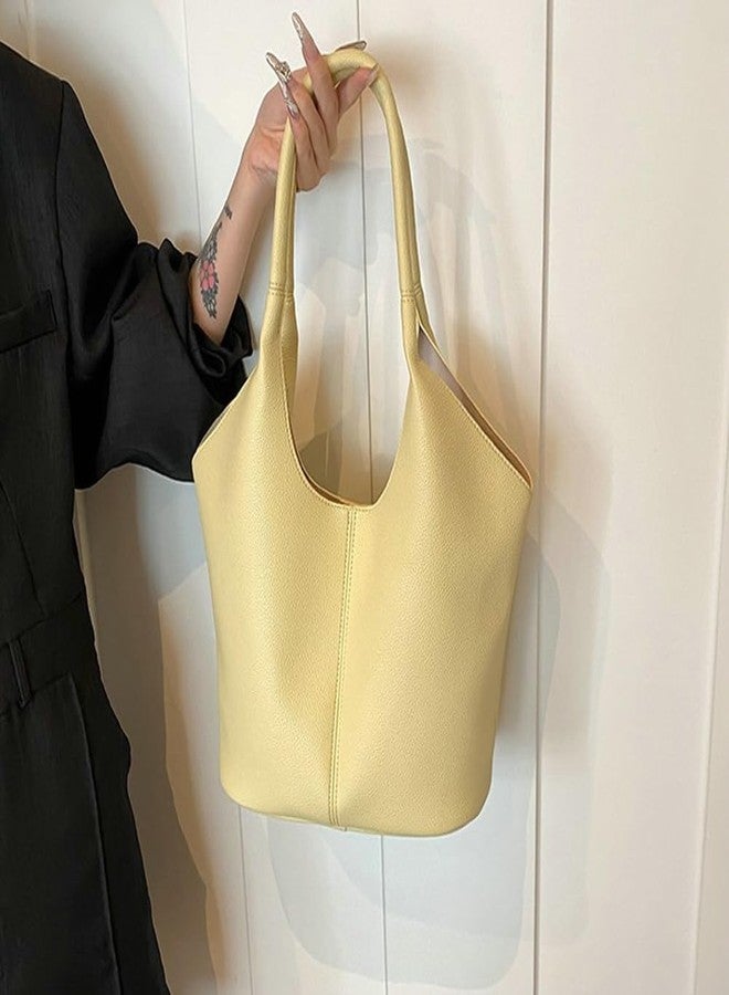 EMGILL Hobo Purses for Women Vegan Leather Shoulder Bag Slouchy Bucket Purse Top Handle Simple Tote Work Handbag Casual - Image 2