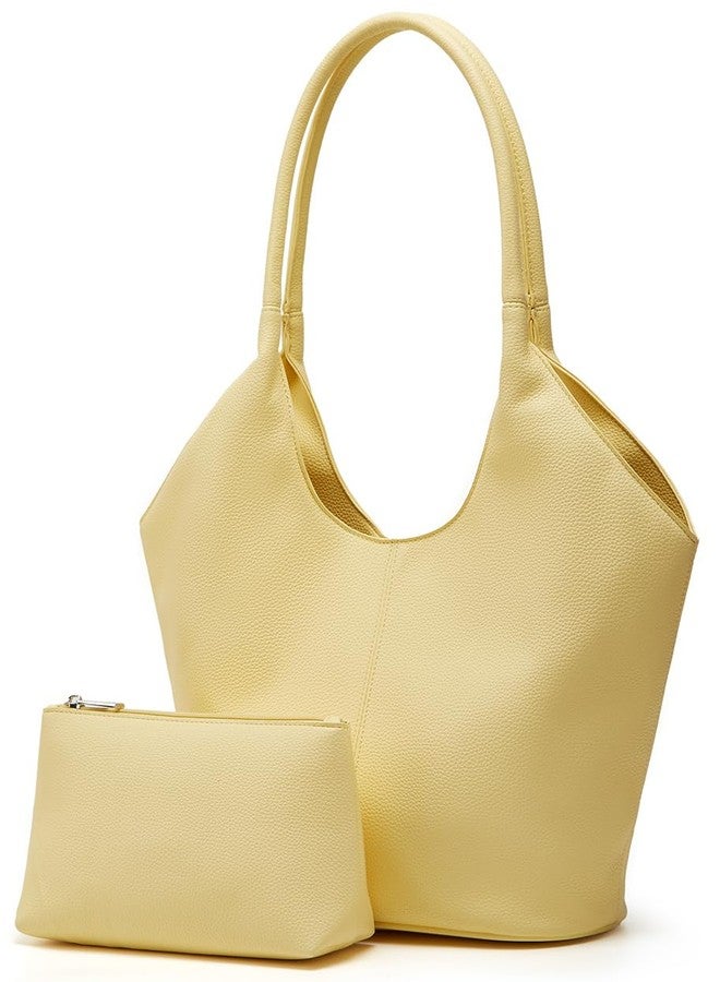 EMGILL Hobo Purses for Women Vegan Leather Shoulder Bag Slouchy Bucket Purse Top Handle Simple Tote Work Handbag Casual - Image 1
