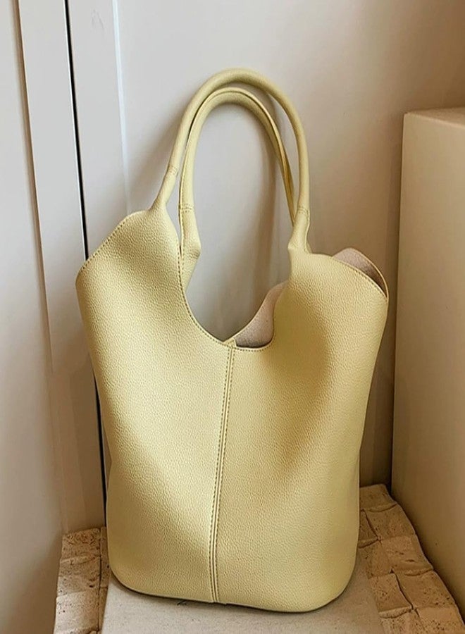 EMGILL Hobo Purses for Women Vegan Leather Shoulder Bag Slouchy Bucket Purse Top Handle Simple Tote Work Handbag Casual - Image 3