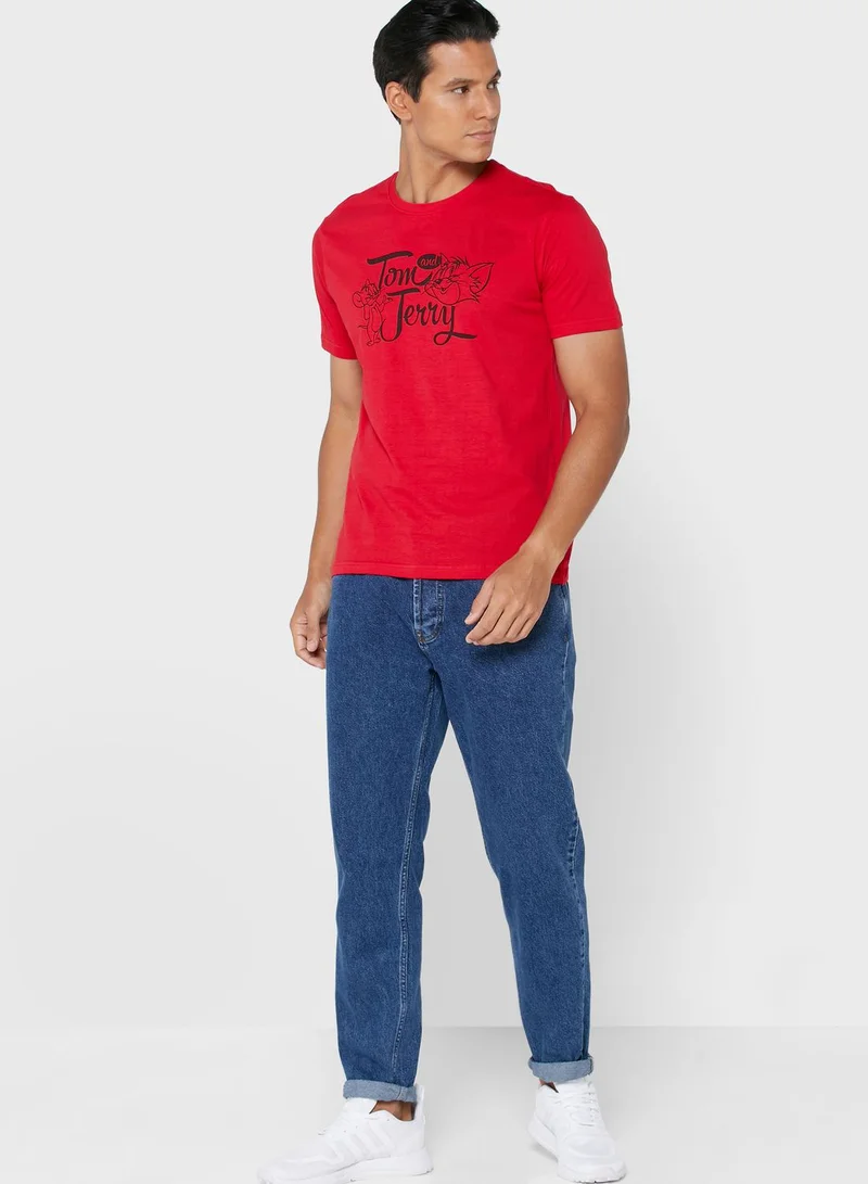 Warner Bros Tom & Jerry Crew Neck T-Shirt