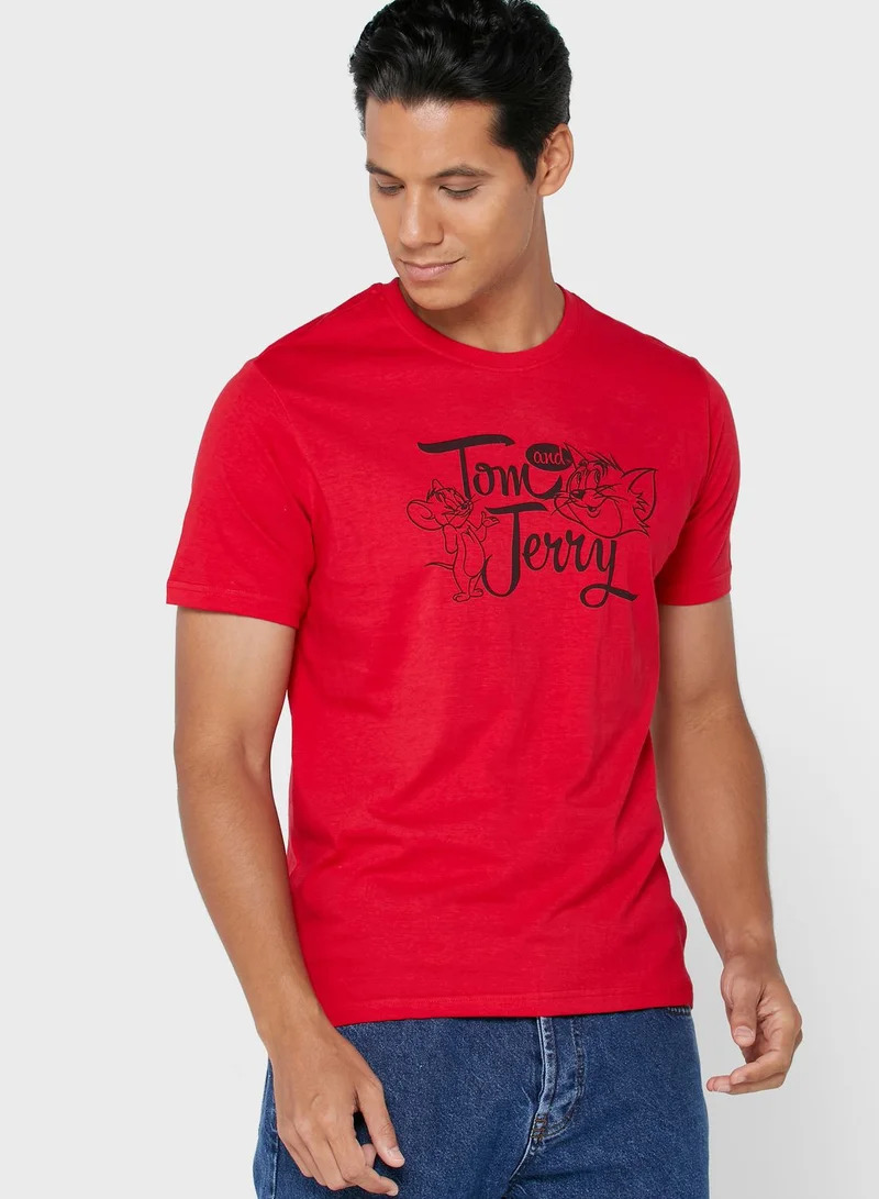 Warner Bros Tom & Jerry Crew Neck T-Shirt