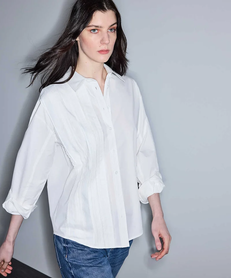 Lace Trim Mixed Media Shirt