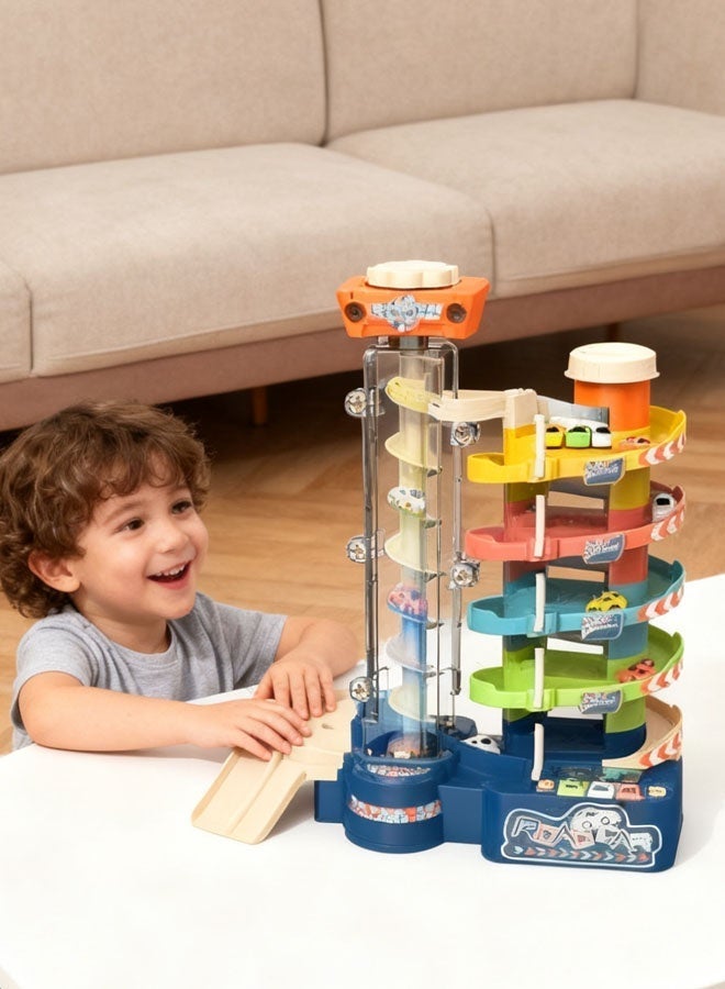 مجموعة ألعاب جراج للأطفال، لعبة سباق سيارات للأولاد، مجموعة مسارات جراج مع 5 سيارات، ألعاب مسارات منحدر سيارات إبداعية ممتعة، مجموعة ألعاب بناء مسارات سيارات للأطفال من سن 3 سنوات فما فوق، ألعاب موقف سيارات، هدايا عيد ميلاد، ألعاب حفلات - Image 3