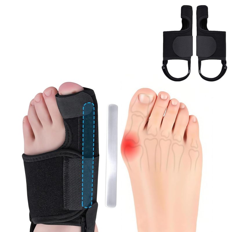 Bunion Corrector 1 Black Adjustable Strap - Soft Breathable Material Bunion Brace for Hallux Valgus Relief, Day And Night Foot Care - Image 1