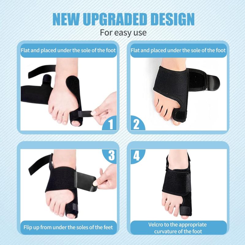 Bunion Corrector 1 Black Adjustable Strap - Soft Breathable Material Bunion Brace for Hallux Valgus Relief, Day And Night Foot Care - Image 5