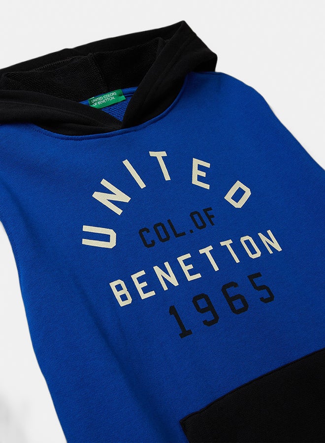 Benetton Boys Cotton hoodie with logo print - Image 2
