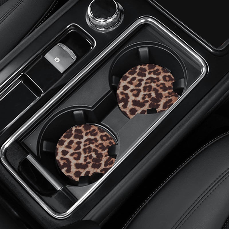 4 Pack Leopard Print Car Coasters 275 Inch Cup Holder Pads for Women  Neoprene Mat for Car Cup Holders