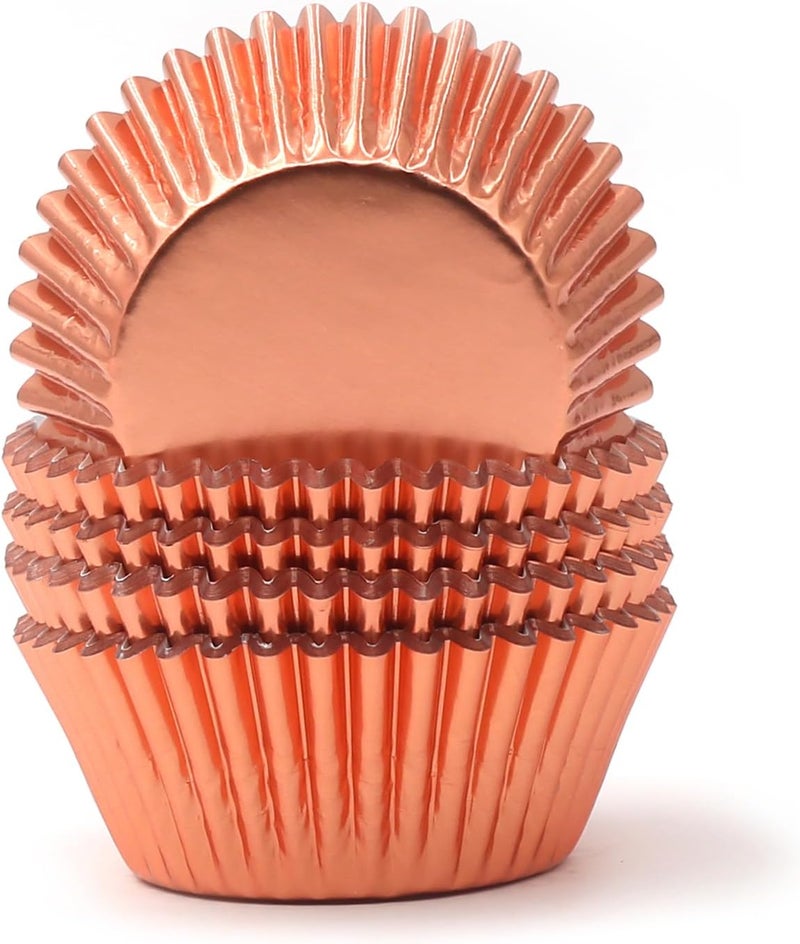 Mombake Standard Champagne Gold Foil Cupcake Liners Muffin Baking Cups for Party and More, 100-Count - Image 1