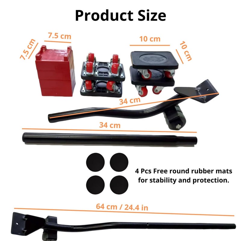 SEVEN SPACE SEVENSPACE Furniture Lifter with 4 Sliders and Crowbar360Rotation Wheels Furniture Mover Dolly 660 lb Load Capacity for Moving SofaCabinet and Refrigerator6 PcsSet - Image 2