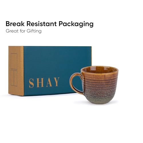 Shay Large Ceramic Coffee Mug Set of 2, Ribbed Mug Brown, 400ml | Ceramic Mug | Glossy Finish | Mug for Coffee | Ceramic Coffee Mug | Coffee Cup | Microwave Safe (Ribbed Mug - Brown) - Image 5