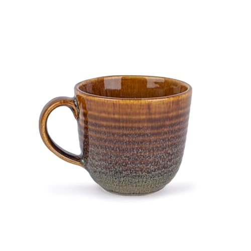 Shay Large Ceramic Coffee Mug Set of 2, Ribbed Mug Brown, 400ml | Ceramic Mug | Glossy Finish | Mug for Coffee | Ceramic Coffee Mug | Coffee Cup | Microwave Safe (Ribbed Mug - Brown) - Image 4