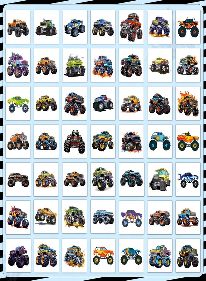 Ozepao 100 Pcs Monster Truck Temporary Tattoos for Kids, （2'' x 2''）Individually Wrapped Tattoos, Car Themed Birthday Decorations, Party Favors Supplies - Image 2